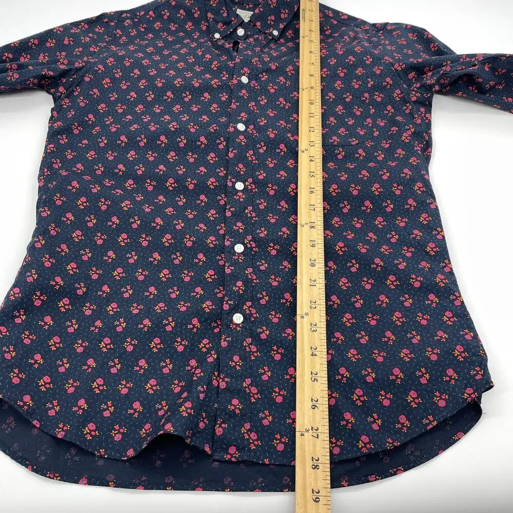 J. CREW Vintage Floral Long Sleeve Button Down Shirt Size M Slim Stretch Secret